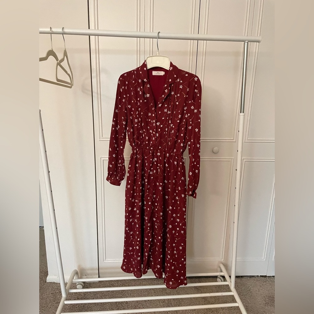 Floral long sleeve midi dress